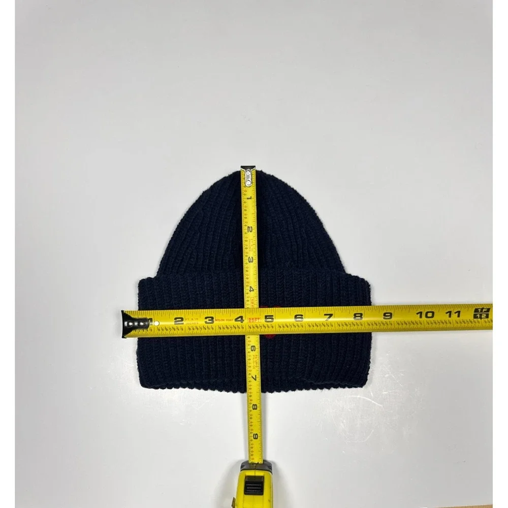 Ralph Lauren Kids Beanie Hat Black Ribbed‎ Knit Heart Patch Cuffed Winter Cap